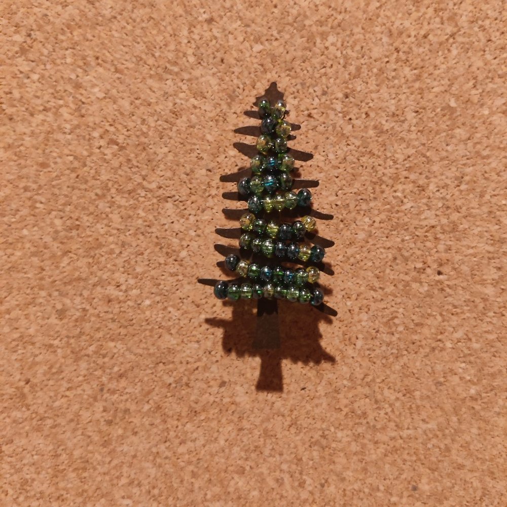 Green Beaded Tree Brooch